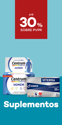 Suplementos Homem m com destaque promocional de at&eacute; 30% sobre pre&ccedil;o de Venda ao P&uacute;blico Recomendado